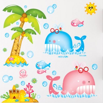 Cartoon Whale Wall Decals